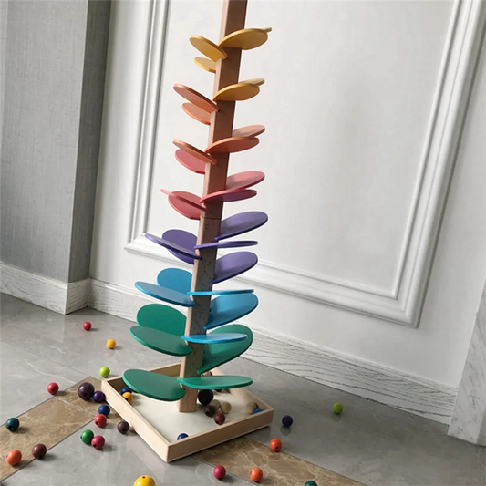Y67A-Rainbow Musical Tree Toy Demolition Leaves Tower Ball Game Kids Educational Music Tree Toys